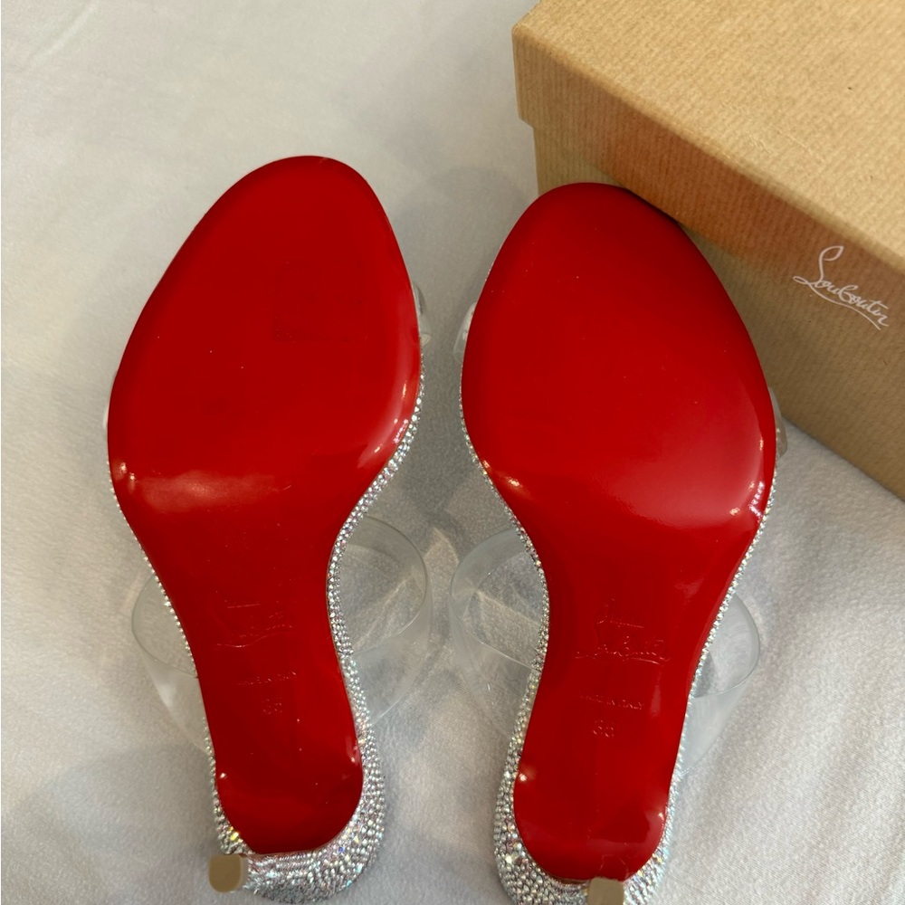 Christian Louboutin Just Strass 85 Crystal Embellished PVC Iridescent Heel *RARE - Picture 6 of 16